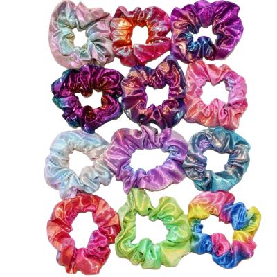 China Hot Sale Fashion Bling Hair Accessories Colorful Satin Elastic Hair Scrunchies Hair Ties For Women Girls for sale