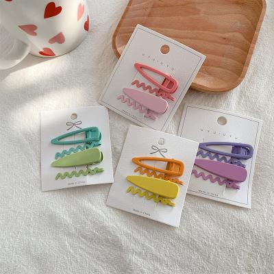 China Stamping New Fashion Candy Color Girls Hair Accessories Four Pieces Clips Set Lady Custom Hair Clip for sale