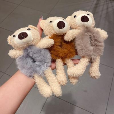 China European and American fashion girls winter hair accessories plush hair accessories INS style cartoon cute bear hair band for Lady for sale