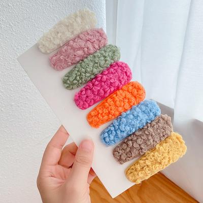 China Japan girl hair clip fluffy Bb clip hair accessories and Korean popular style solid color lambswool hair accessory lovely for sale