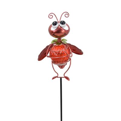 China 2022 Modern New Design Metal Garden Stake Metal Ladybug Solar Decoration for sale