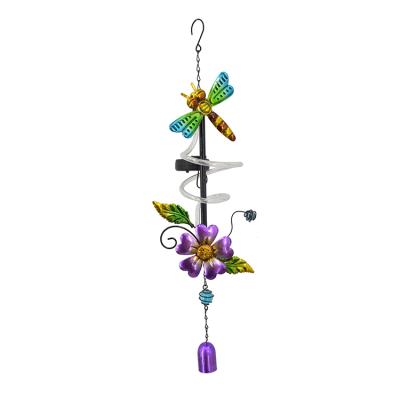 China Unique Modern Metal Dragonfly Design Garden Ornaments Metal Solar Wind Chimes for sale