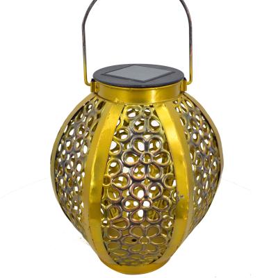 China 2021 Premium Items New Modern High End Warm Metal Round Solar Light Garden Lantern for sale