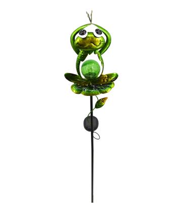 China Modern Garden Lights Metal Frog Solar Garden Stake Outdoor Waterproof Solar Metal Garden Decoration for sale