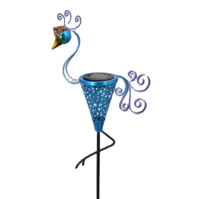 China Beautiful Modern Outdoor Solar Peacock Lights Solar Metal Flamingo Garden Stake Metal for sale