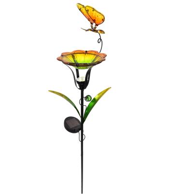 China New Modern Metal Stake Garden Metal Bird Solar Feeder for sale