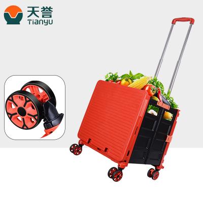 China 1)Supermarket 2)stores grocery luggage))4 universal wheels mini small plastic folding foldable supermarket luggage portable shopping carts bag trolley for sale