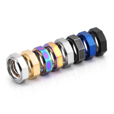 China Factory Direct Selling Hip Hop Punk Men's 8mm Width 316L Stainless Steel Single Nuts Rings for sale