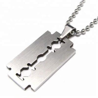 China Romantic Hot Selling 316L Stainless Steel Men's Razor Blades Slippery Pendant Necklace for sale