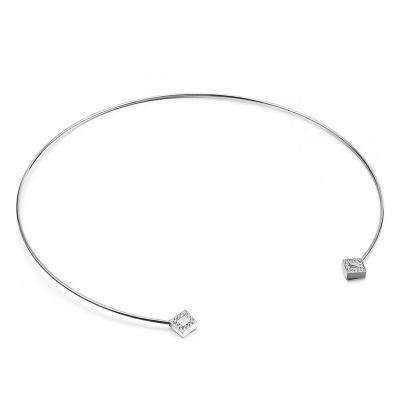 China Hot Sale 316L Stainless Steel Factory Direct Sale Fashion Korean Design Jewelry FASHIONABLE Square Diamond Choker Necklaces for sale