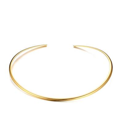 China New Fashion Simple Design Jewelry Gold 316L Stainless Steel Trendy Choker Open Circle Lasso Necklaces for sale