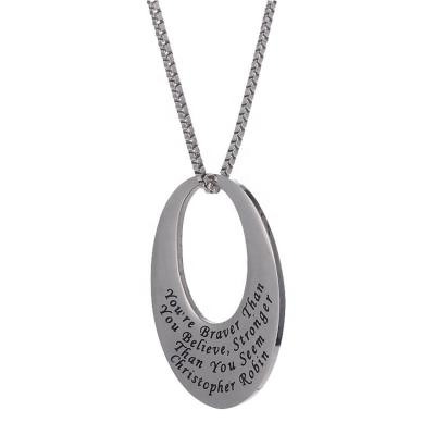 China New Arrival 316L Stainless Steel Romantic Engraved Oval Shape Grandma Necklace for sale