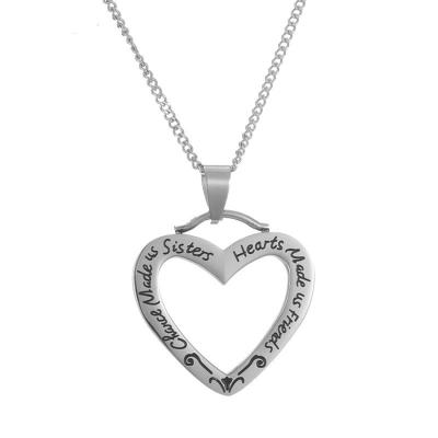 China 2017 Fashion Engraved Stainless Steel Heart Shape Sister Necklace for sale