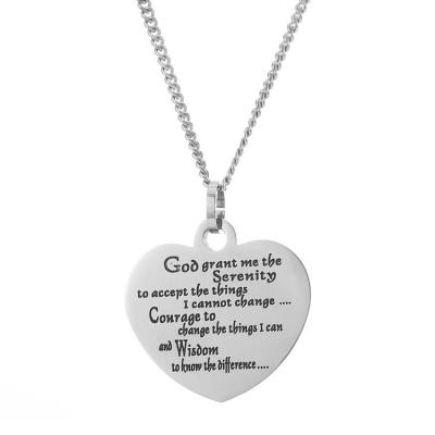 China 2017 Fashion Personalized Stainless Steel Heart Engraved Bible Words Jesus Necklace for sale