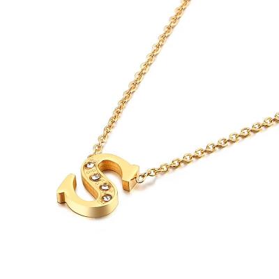 China Hot Selling Fashion Minimalist Diamond Jewelry Pendant 316L Stainless Steel Romantic High Quality Custom Letter Pendant Necklace for sale