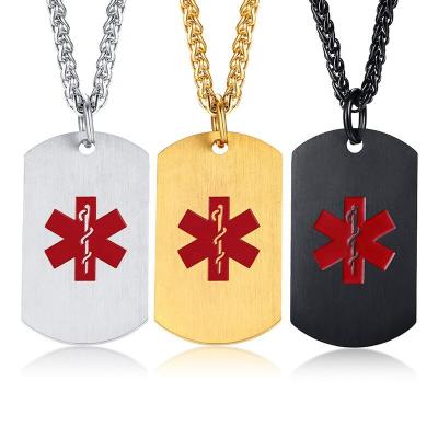 China New Fashion 316L Stainless Steel Logo Tag Military Simple Custom Made Simple Medical Tag Necklace DIY Pendant for sale