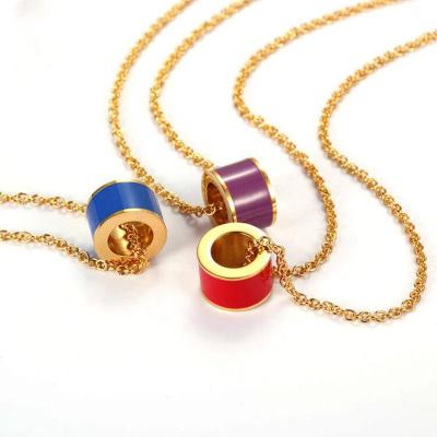 China Hot Selling High Quality Trendy 316L Stainless Steel Trendy Epoxy Vintage Pendant Couples Pendant Necklace for sale