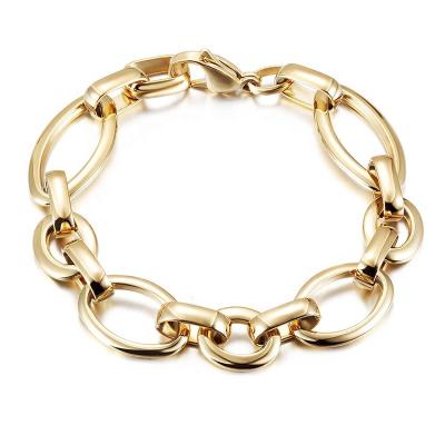 China New FASHIONABLE Minimalism Style Lady Gold Color Birthday Gift 316L Stainless Steel Chain Bracelets for sale