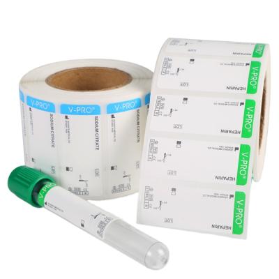 China Waterproof Adhesive Customized Medical Vial Label For Surgical Collecting Or Blood Test Tube Test Labels for sale