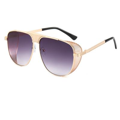 China Fashion Sunglasses 2021 High Quality Round 400 Custom Metal Frame Metal Frame CE Steampunk UV Sun Glasses Retro 400 for sale