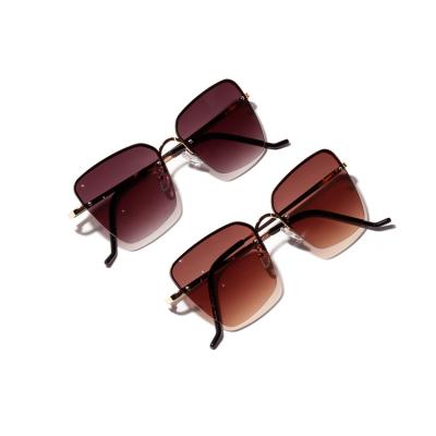 China Popular Fashion Sunglasses Women Vintage Half Frame Ocean Lens Sunglasses Free Sample Fashion Sun Glasses for sale