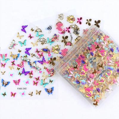 China Fashion 30pcs 3D Gold Silver Nail Art Sticker Hollow Decals Mixed Designs Flower Adhesive Nail Tips Letter Butterfly Paper Nail for sale