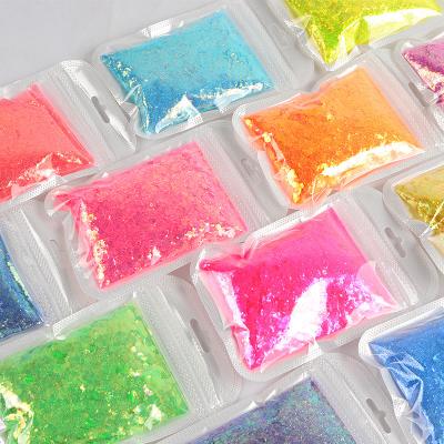 China 40g Nail Glitter Chameleon Flakes 3mm+1mm+0.2mm Glitter Neon Glitter Slices Art Decorations Mixed UV Gel Nail Shape Hexagon Polish Manicure for sale