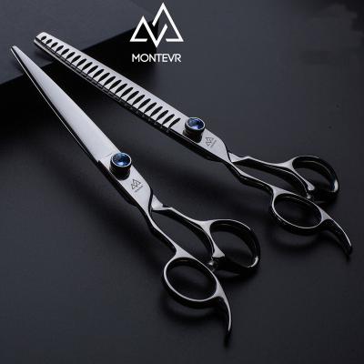 China Durable Montevr Left Hand Pet Grooming Scissors Set 24 Teeth Pet Grooming Thinning Scissors in 7.5 Inches for sale