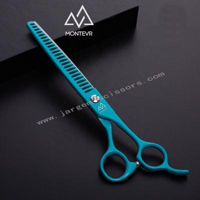 China Viable Blue Color Fine Cutting Shears 7.5 Inch Bulky Pet Grooming Thinning Scissors 24 Teeth Dog Scissors for sale