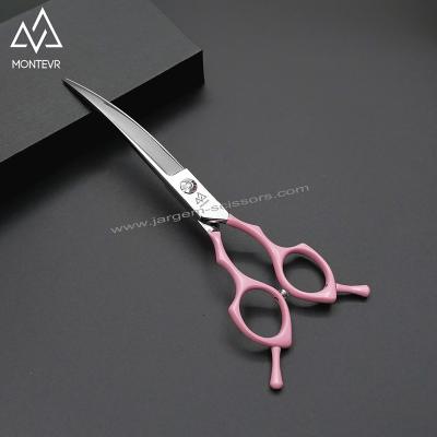 China Viable New Design Dog Grooming Scissors 7.5 Inch Curved Shear Pet Grooming Scissors With Curved Handle for sale