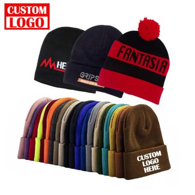 China COMMON High Quality Winter Beanie Custom Embroidery Fashion Beanie Hat Embroidered Logo Jacquard Patterns 100% Acrylic Knitted Beanie for sale