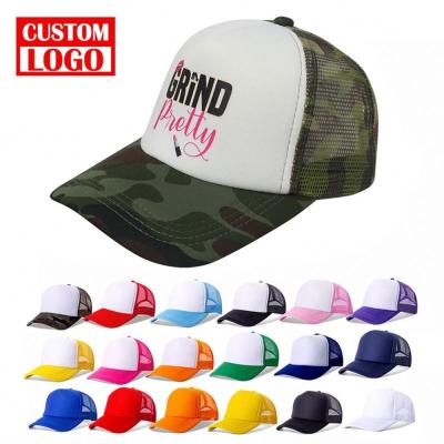 China COMMON 3D Embroidery Trucker Hats Snap Mesh Ball Cap Wholesale Cheap Back Cover Foam Mesh Gorras Trucker Hat Mesh 5 Panel for sale