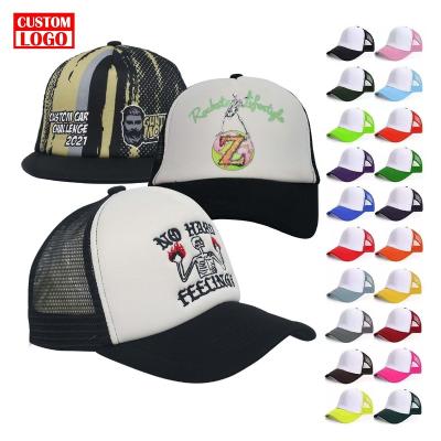 China Hot Personalized Custom Foam Mesh Trucker Hat Panel Mesh Caps 5 Panel Baseball Mesh Custom Trucker Hat Cap Sublimation COMMON 5 for sale