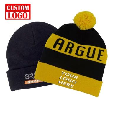 China COMMON High Quality Acrylic Winter Warm Hats Leather Knitted Beanie Acrylic Custom Women&'s Woven Label Knit Beanie Hat Acrylic Hats for sale