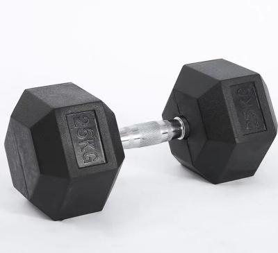 China Cast Iron Dumbbells Free Weight Dumbbells Weigh Set Cast Hex Black Rubber Coated Dumbbell for sale