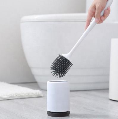 China Modern Silicone Toilet Brush and Holder Bathroom Toilet Brush Holder Set Silicone Toilet Brush with Quick Dry Holder for sale