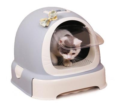 China Factory Directly High Quality Plastic Cat Litter Box Toilet With Cover 52X42X40CM for sale