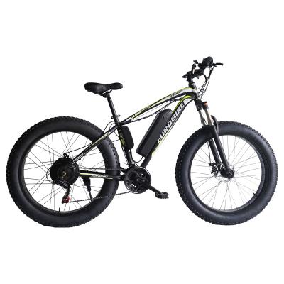 China Aluminum Alloy High Quality 26 Inch 21 Speed Fat Tire Full Suspension E-Bike Electric Mountain Bike for sale