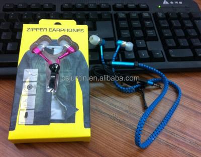 China Newest Hot Selling Stereo Earphone Zipper Style Metal In-Ear Headset JTHP-013 for sale