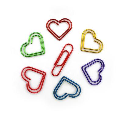 China Colorful Europe Office Supplies Bookmark Metal Heart Shaped Paper Clips In Flower Plastic Box for sale