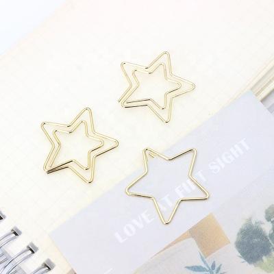 China Creative Desktop Gold Color Metal Star Shape Electroplating Paper Clip for File Filing for sale