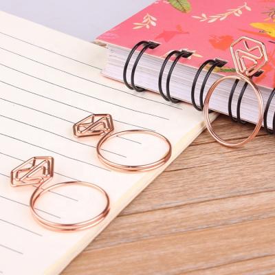 China Office Rose Gold Diamond Ring Shape Planner Paper Clips for Valentine Invitation Office School Wedding Party Decoration for sale