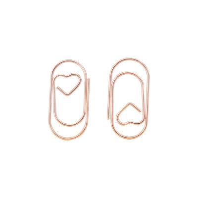 China Promotional Metal Stationery Gold And Rose Gold Plated Mini Heart Shape Paper Clip for sale