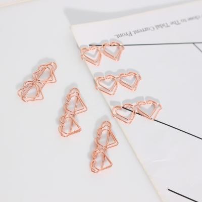 China Office Supplies/Promotional Gift/Hot Sale Kawaii Heart Shaped Metal Gold Decoration Rose Paper Clips in Plastic Box Pack of 10pcs for sale