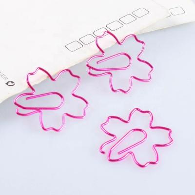 China Stargood Amazon Hot Sales Metal Flower Fancy Pink Cherry Blossoms Shaped Metal Paper Clip 10pcs Per Box for sale