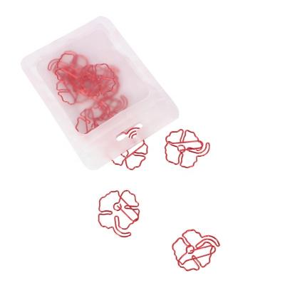 China Office Supplies / Promotional Lucky Red Color Four Leaf Clover Shape Gift / Kawaii Decoration Metal Paper Clip Customized for sale