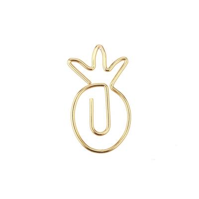 China Stargood china factory promotion custom metal pineapple shaped metal gold paper clip 10pcs per paper box for sale