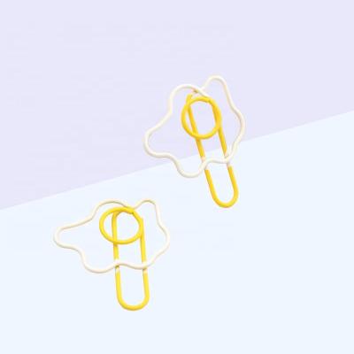 China Creative Cute Custom Poached Egg Metal Painted Paper Clips Bookmarks Labeling Clips for sale