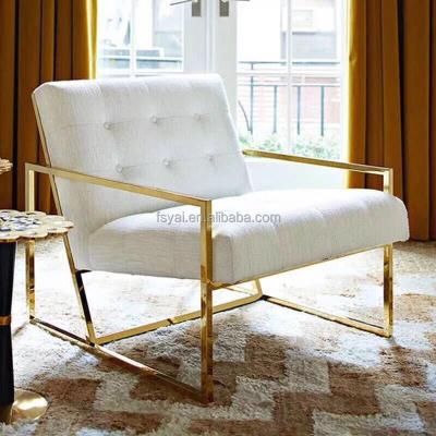 China Metal Adjustable Legs Lounge Accent Fabric Frame Luxury (Height) Stainless Steel Lounge Upholstered Velvet Flowered Armchair for sale