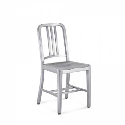 China Foshan Factory Modern (Height)Adjustable Metal Brushed Aluminum Cafe Shop Dining Room Restaurant Dining Chair for sale